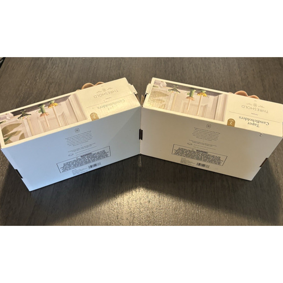 NIB Threshold Floral Taper Candleholders Set of 4 - Picture 2 of 6